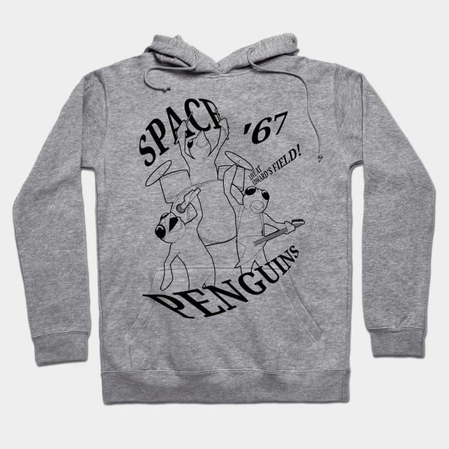 Space Penguins '67 Black Hoodie by PulpAfflictionArt79